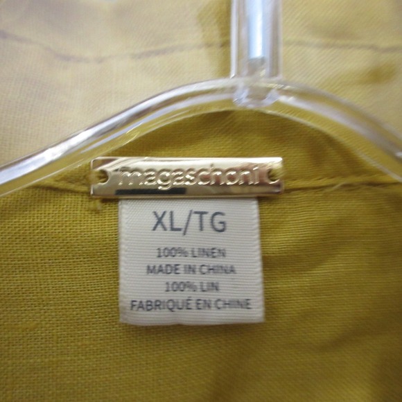 Magaschoni Top XL Mustard Yellow Linen Boxy Button Up Flowy Lagenlook Beach Boho - Picture 3 of 9